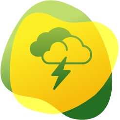 Icon of clouds with lightning to illustrate gas and bloating